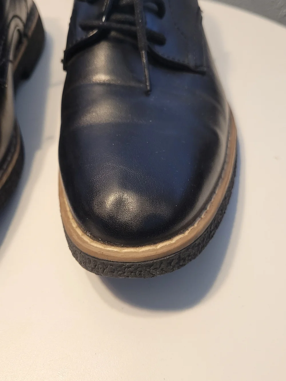 Deer Stags Black Lace-Up Kids Dress Shoes with Tan Trim